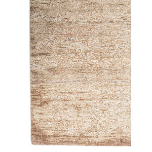 พรมขนสัตว์ผสมไหมถักมือสีเบจน้ำตาล รุ่น AKWS-13054 ลายแบบนามธรรม สำหรับตกแต่งบ้าน ห้องนั่งเล่น ห้องโถง รูปทรงสี่เหลี่ยมผืนผ้า เหมาะสำหรับวัยรุ่น - Product Image 4