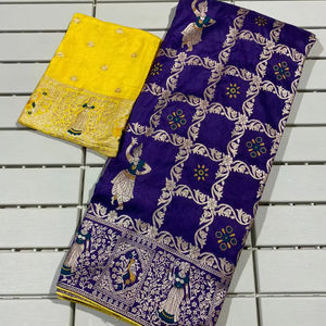 ผ้าส่าหรีขอบผ้าทอลายโดลาผ้าไหมซารีจากนักออกแบบล่าสุด - Product Image 1