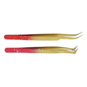 Pince à épiler pour extensions de cils 3D/4D avec pointes dentelées, acier durable antistatique, longueur 10 mm pour l'application des cils - Product Image 1