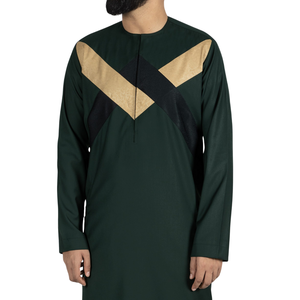 Túnica Masculina Verde Bosque Oscuro, Diseño en Forma de V, Jubba Saudí, Ropa Islámica, Túnica Árabe para Hombre, Kandura, Dishdasha - Product Image 2