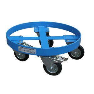 Base de chariot à double frein de stationnement pour 400 tambours, roue pivotante en polyuréthane, fer, nylon, acier, caoutchouc, matériaux TPR, état d'occasion - Product Image 1