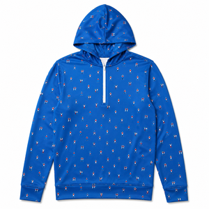 Sweat à capuche oversize imprimé pour homme, col zippé, écoresponsable, en polyester et élasthanne extensible, style streetwear et sportswear décontracté - Product Image 5