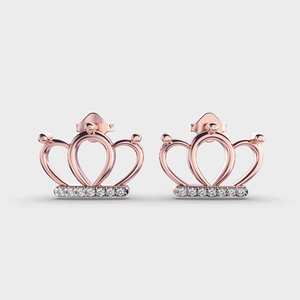 Boucles d'oreilles à clous en diamant Royal Crown Design en or jaune/blanc/rose 14 carats |   Bijoux de luxe pour femmes OEM - Product Image 6