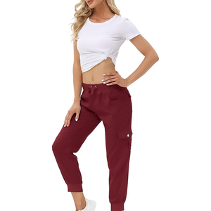 Pantalon cargo pour femme taille haute sur mesure pantalon multi-poches respirant grande taille pour la mode vêtements de travail en plein air devant plat - Product Image 1