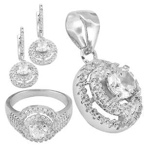 Ensemble de bijoux pour femme Art Palace en argent 925 et zircon, tendance, avec boucles d'oreilles, bague et pendentif classiques plaqués rhodium à taille brillant ronde - Product Image 2