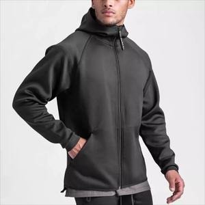 Nouveau Style Streetwear mode 100% coton épais Logo personnalisé surdimensionné épaule tombante fermeture éclair sweats à capuche hommes - Product Image 2