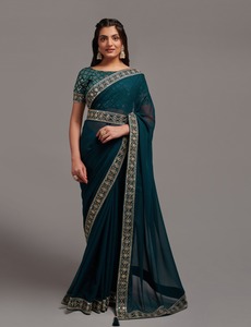 Exquis Sequin Broderie Georgette Designer Saree avec Chemisier Tendance Traditionnel Indien Ethnique Porter Incroyable Nouvelle Arrivée - Product Image 2