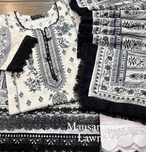 Camisa de fiesta formal con estampado digital de césped de 3 piezas Dupatta Pantalón de estilo elegante con cordones de cuatro lados | Colección Ssumaira - Product Image 1