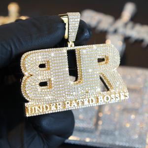 Pendentif en moissanite véritable de 3 ct, taille ronde, plaqué or blanc 14 carats, argent - Product Image 1