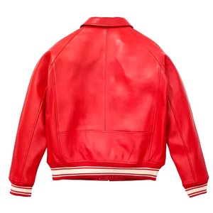 Veste de sport en cuir rouge pour homme, col rabattu, fermeture éclair, imperméable, respirante, hiver, sportive - Product Image 3