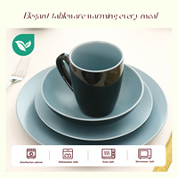 Vente en gros de vaisselle en céramique 2025 Restaurant Vaisselle Grès Assiettes Service de table Grès Bleu Vaisselle