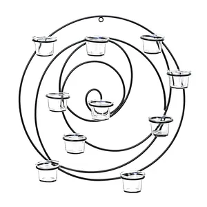 Candelabro de pared de lujo, forma redonda, Negro, en polvo, para decoración del hogar, hoteles, exterior e interior, Estilo Vintage, candelabro colgante - Product Image 3