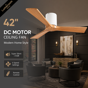 Ventilateur de plafond moderne en bois massif de 42 pouces sans lumière avec télécommande, ventilateur de plafond encastré pour salon, chambre à coucher - Product Image 1