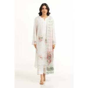 Costume d'été décontracté pour femmes, blanc, 3 pièces, broderie sur tissu en toile - Product Image 4
