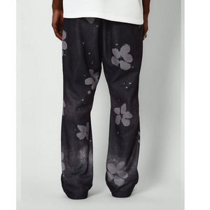 Custom Luxury Fleece Mid Waist Street Flared Heavyweight Drawstring Closure Sweatpants Screen Printed Stacked Flare <b>Joggers</b> - Product Image 2