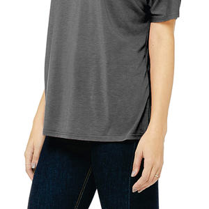 T-shirt à col en v sur mesure de haute qualité pour femmes tricoté uni teint coupe ajustée élégant bouton confortable décontracté tous les jours été - Product Image 5