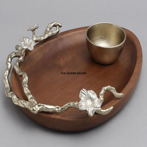 Bol de service en métal rond en aluminium en gros, finition or et blanc, pour bonbons, fruits secs, cadeaux - Product Image 3