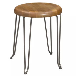 Taburete redondo para bar, silla de madera sólida y metal, artesanías para sala de estar, mesas de bar, sillas de hotel - Product Image 2