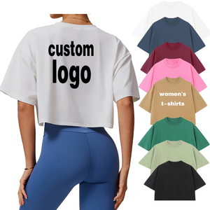 Camisetas asequibles Camisetas recortadas de algodón para mujer Estilo callejero Confort Transpirable Crop Top Camisetas Compra los últimos looks - Product Image 1