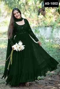 Estilo indio y pakistaní Heavy Georgette M<aterial Fancy Long Anarkali Vestidos con manga completa Ropa étnica Salwar Kameez Suit - Product Image 4