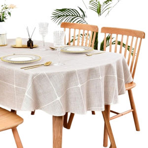 Embroidered Hemstitched Cotton Tablecloth With Dots Embroidery - Product Image 3