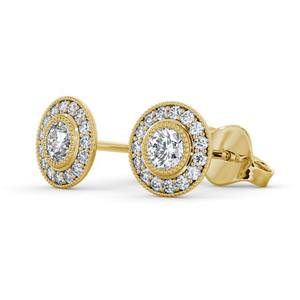 Top Quality Lab Diamond Stud Earrings 10k Solid <b>Gold</b> Women's Halo Earrings Antique Milgrain <b>Set</b> Fine Jewelry At Affordable Price - Product Image 2