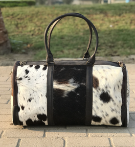 Bolsa de lona de cuero de diseñador de viaje de gran capacidad para hombres/mujeres pelos de cuero de vaca en material Bolsa de lona - Product Image 3