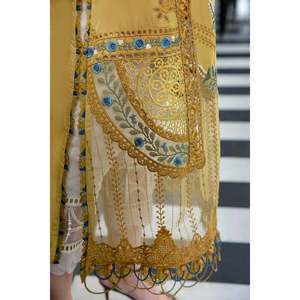 Tela de Chifón de Lujo para Vestidos Formales, Diseño Maria B. Eid Edition-EL-23-06-Mustard, Estilo Formal para la Temporada de Verano-TC-604 - Product Image 6