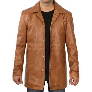 Men's Regular-Length <b>Woolen</b> & Genuine Leather Breathable <b>Trench</b> <b>Coat</b> with Belt Front Logo Outdoor Winter - Product Image 2