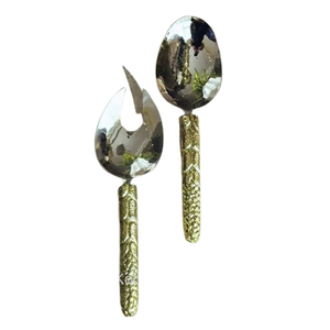 Cubiertos con forma de flor para servir, textura martillada, pulido brillante, hecho de aluminio, acero inoxidable para regalos de negocios - Product Image 3
