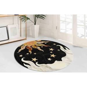 Tapis d'astrologie : Tapis circulaire imprimé soleil et lune en chenille, tapis fin non tissé - Product Image 2