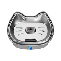 Fontaine à eau automatique intelligente pour animaux de compagnie (chats et chiens) en acier inoxydable 304, motif solide luxueux, avec source d'alimentation rechargeable