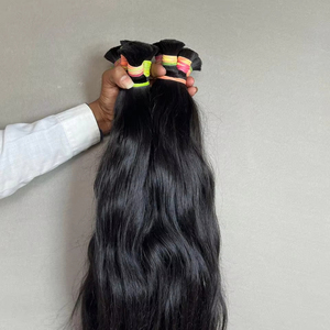 Extensiones de cabello humano Remy de grado ondulado indio crudo 100%, extensiones a granel rizadas profundas con ondas sueltas - Product Image 1