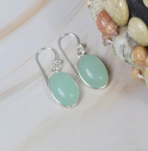 Women's 925 Sterling <b>Silver</b> Natural Aqua Chalcedony Drop <b>Earrings</b> Fashionable Daily Wear With Hook Shape Gift Factory Price Sale - Product Image 3