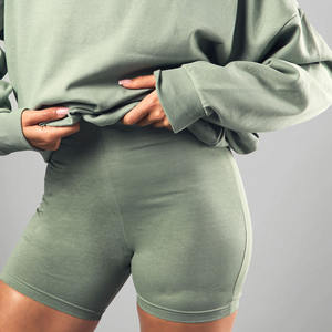 Solid Color Adjustable Design Oversized Sweatshirt And Shorts <b>Set</b> 2026 / High Quality Latest Design Two Piece Women <b>Twin</b> <b>Set</b> - Product Image 4