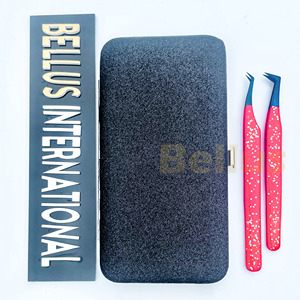 Juego de pinzas de extensión de pestañas de acero inoxidable de alta calidad, embalaje personalizado con logotipo privado, distribución al por mayor - Product Image 1