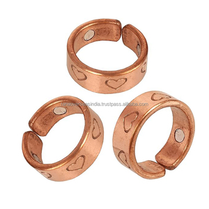 Anillo de cobre puro grabado con corazón de alta calidad al por mayor, anillo de desintoxicación linfática, anillos abiertos ajustables, regalos de joyería - Product Image 2