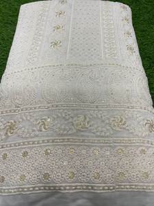 ผ้าจอร์เจียเส้นใยวิสคอสแท้ปักลายแบบอินเดียดั้งเดิมสำหรับงานแต่งงาน - Product Image 3