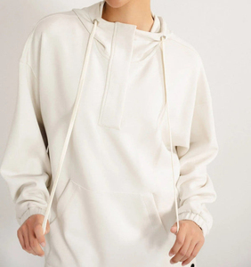Sudadera con Capucha para Mujer, Gruesa, para Invierno, Color Crema, con Bolsillo Tipo Canguro, Diseño y Logotipo Personalizados, Transpirable, de Secado Rápido, Ajuste Holgado, Impresión de Logotipo OEM - Product Image 4