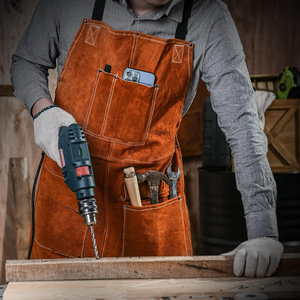 ผ้ากันเปื้อนงานเชื่อมงานเชื่อมงานหนัง cowhide ผ้ากันเปื้อนสำหรับช่างเชื่อมป้องกันไฟ - Product Image 5