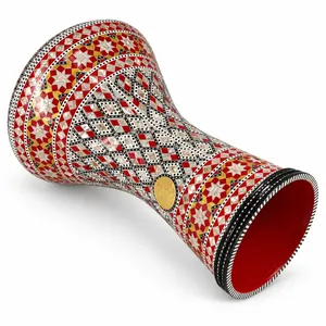 Gawharet El Fan 22cm Clásico Darbuka Doumbek - Tambor Khalifa con Incrustaciones de Perlas Rojas y Amarillas - Product Image 4