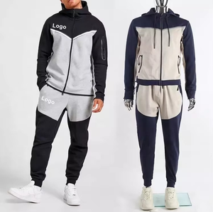 Ensemble de survêtement de sport technique en molleton pour homme, léger et respirant, deux pièces, pour jogging d'hiver, vêtements de sport 100% - Product Image 1