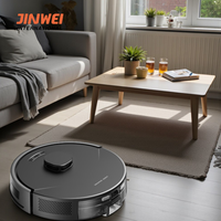 Aspirateur robot électrique 45W avec filtre HEPA et fonction serpillière, navigation LDS SLAM, contrôlé par application, alimenté par batterie, pour usage intérieur/garage