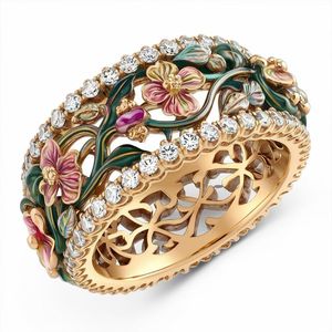 Nouvelle bague de fiançailles en moissanite avec design floral, plaquée or 18 carats, certifiée IGI - Product Image 1