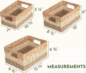 Panier en jonc de mer tressé en gros, naturel et écologique, en jacinthe d'eau, pour rangement et décoration intérieure, fabriqué au Vietnam - Product Image 3