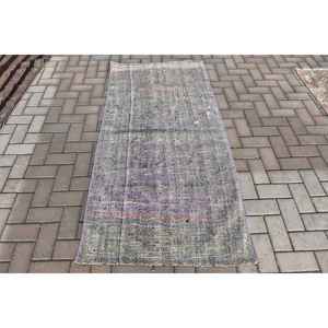 Alfombra Turca Vintage, Alfombra Decorativa de 3x6.1 pies, Alfombra con Estampado Animal en Gris Púrpura - Product Image 1