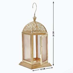 Elegante linterna marroquí pulida en oro para el hogar Jardín de Navidad Decoración festiva Linternas de metal con estilo para uso interior y exterior - Product Image 4
