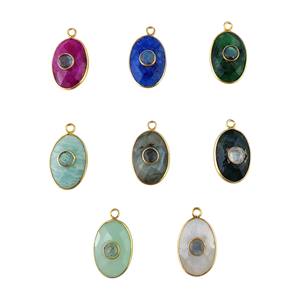 Colgante de bisel de piedra doble de piedras preciosas semipreciosas - Product Image 1