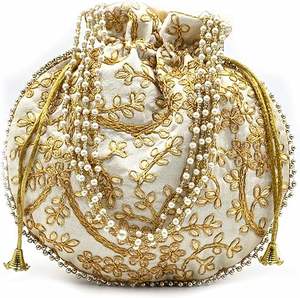 Sac à main Potli de mariage brodé sur mesure de haute qualité avec travail de miroir - Product Image 6