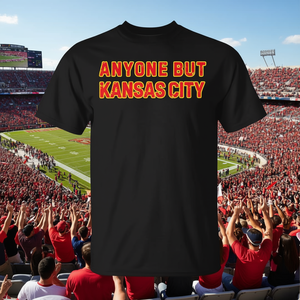 Camiseta Anyone But Kansas City Negra para Hombre, Cuello Redondo, Manga Corta, Promocional - Product Image 3